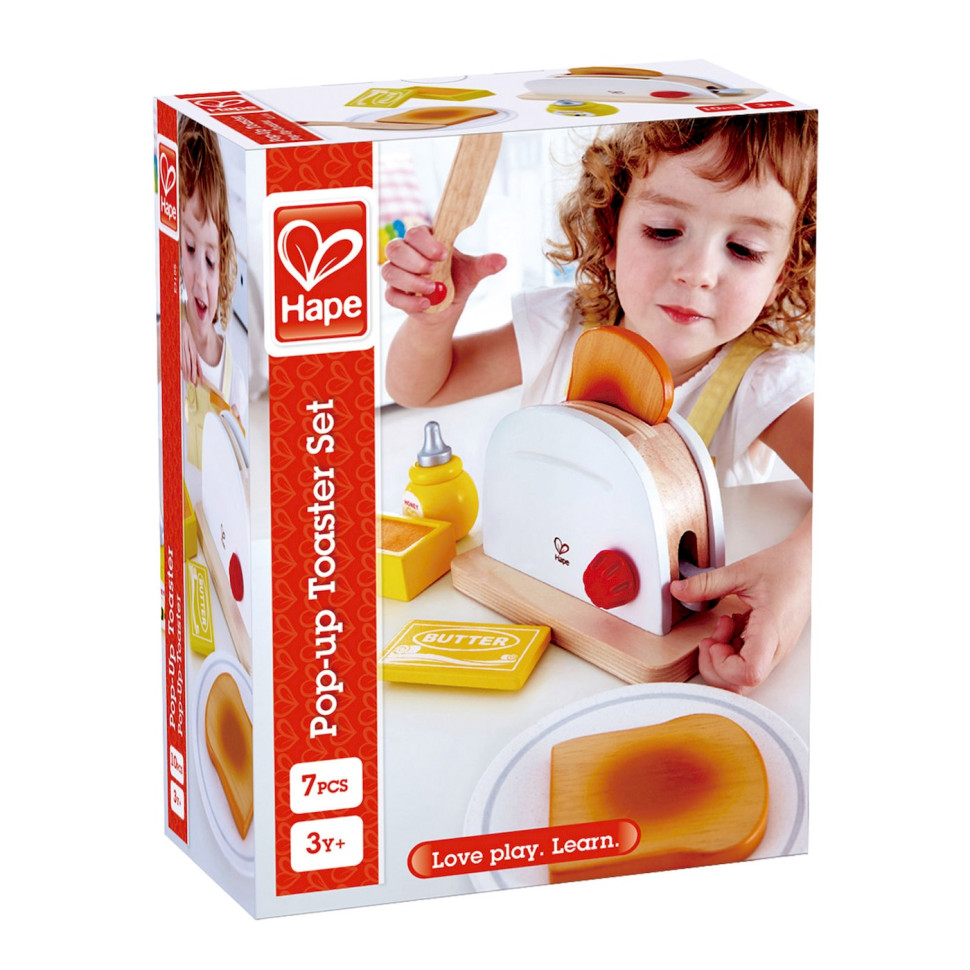 Іграшковий тостер з дерева Hape E3148 з продуктами та посудом