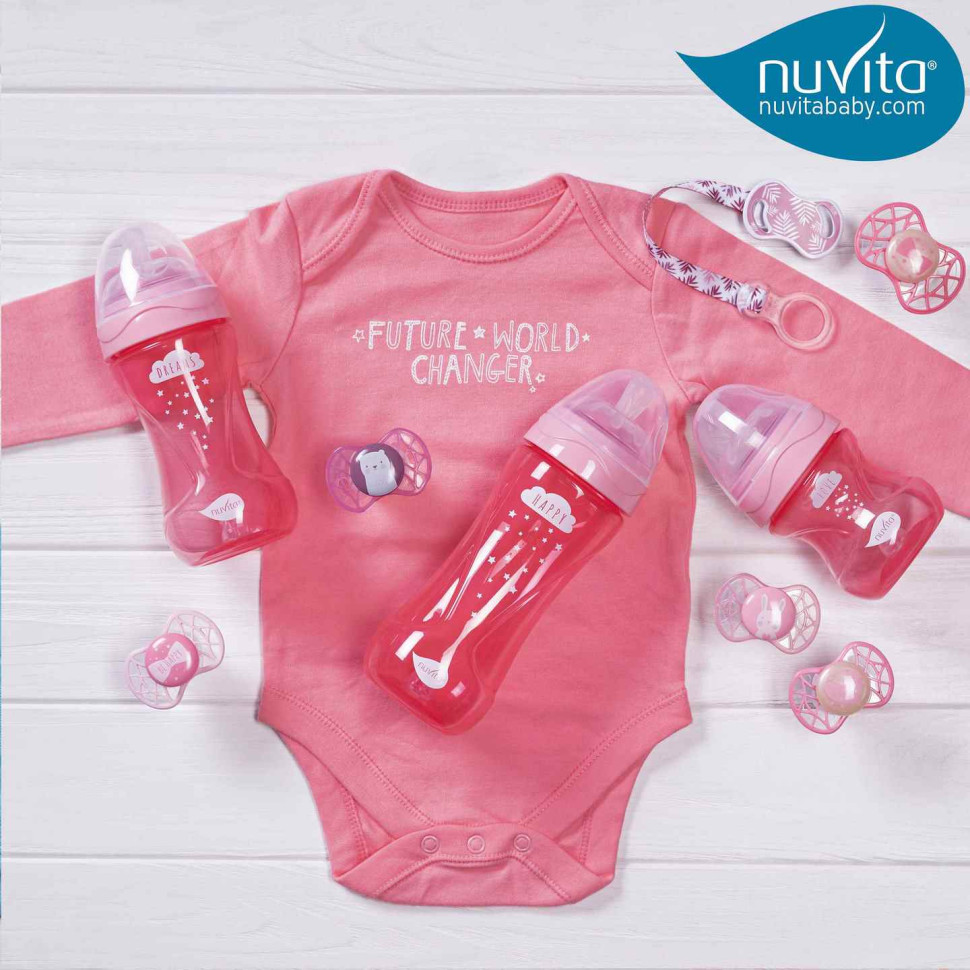 Дитяча пляшечка Nuvita 6052 Mimic Cool 330мл 4+ Антиколікова рожева NV6052PINK