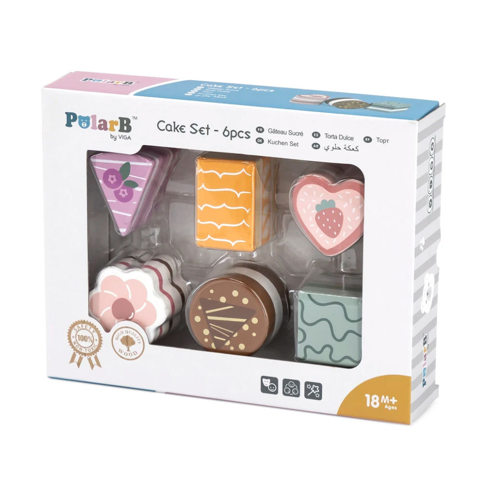 Іграшкові продукти Дерев'яні тістечка Viga Toys PolarB 44055, 6 штук