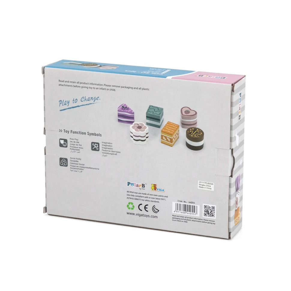 Іграшкові продукти Дерев'яні тістечка Viga Toys PolarB 44055, 6 штук