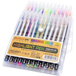 Набор гелевых ручек "Highlight Pen" Bambi HG6120-24, 24 цвета Набор гелевых ручек "Highlight Pen" Bambi HG6120-24, 24 цвета