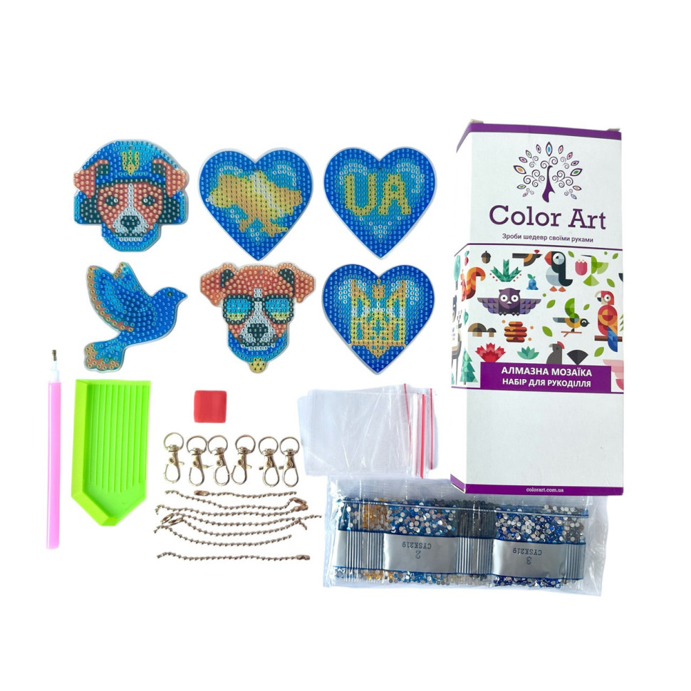 Набор брелков алмазная выкладка Патриотические ColorArt BR40, 6 штук