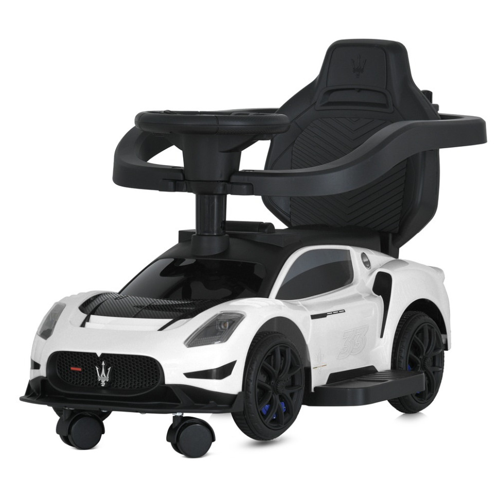 Детская каталка-толокар 2 в 1 Bambi M 5106-1 белый, с родителькой ручкой