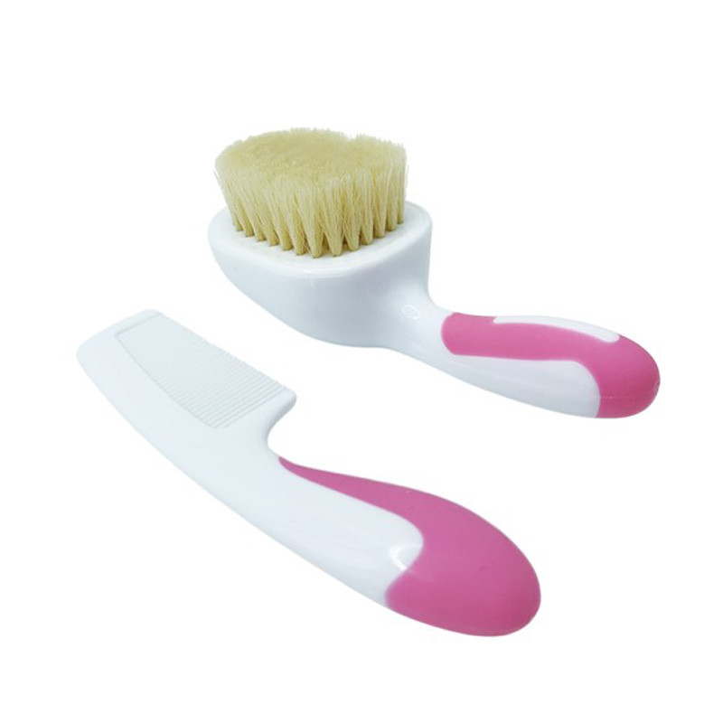 Набір гребінець і щітка з натурального ворсу Mega Zayka MGZ-0725(Pink)