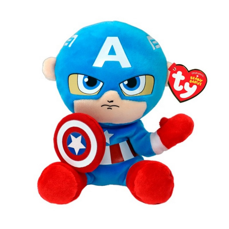 М'яконабивна дитяча іграшка Marvel «Капітан Америка» TY Beanie Boos 44002, 15 см