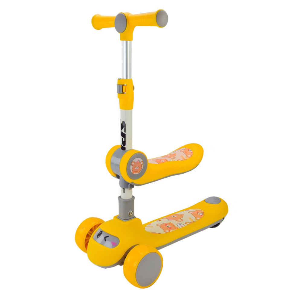 Самокат детский 3-х колесный Bambi SC2422(Orange) 3в1 светящиеся колеса, оранжевый 