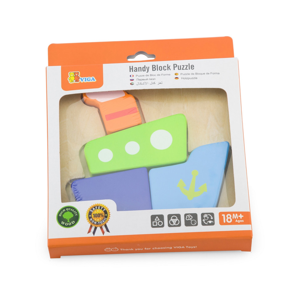Дерев'яний міні-пазл Кораблик Viga Toys 50171, 4 елементи