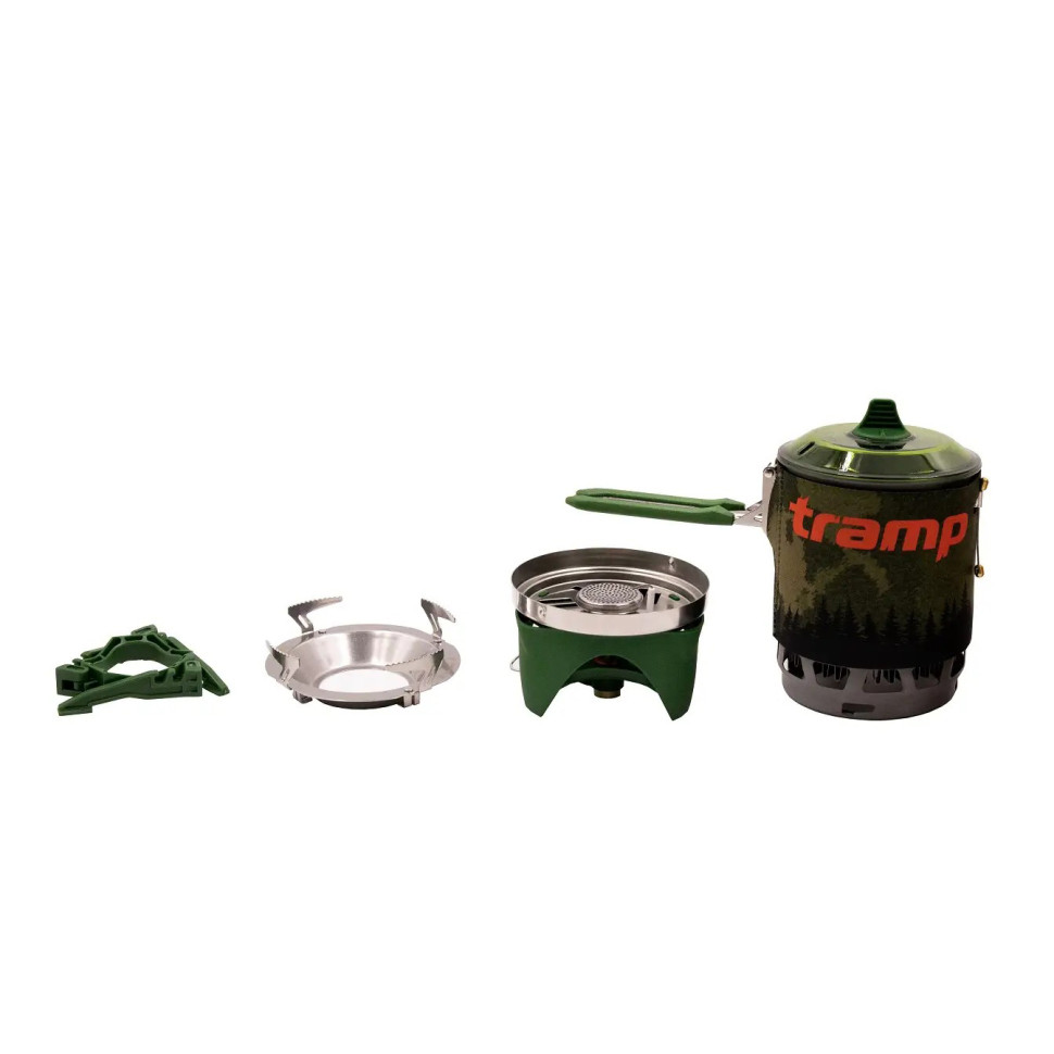 Система для приготовления пищи и газовый баллон 230 грамм Tramp UTRG-115-olive+UTRG-003