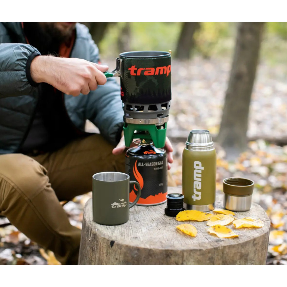 Система для приготовления пищи и газовый баллон 230 грамм Tramp UTRG-115-olive+UTRG-003