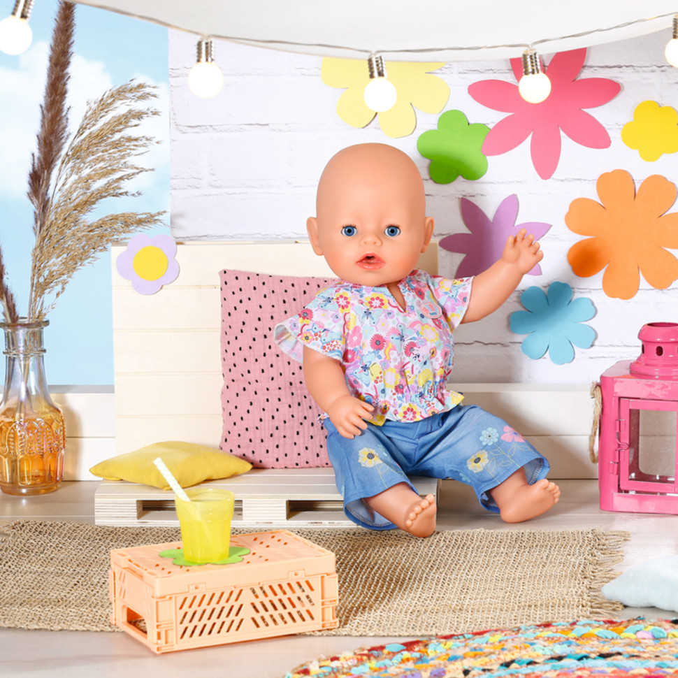 Одежда для куклы ЦВЕТОЧНЫЙ ДЖИНС BABY born 832677 43 см