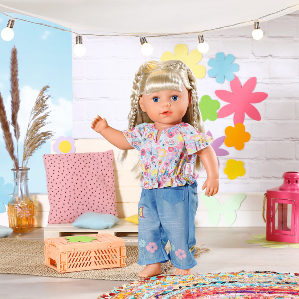 Одежда для куклы ЦВЕТОЧНЫЙ ДЖИНС BABY born 832677 43 см