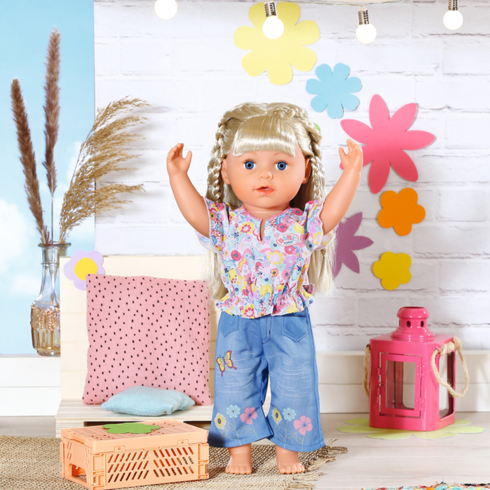 Одежда для куклы ЦВЕТОЧНЫЙ ДЖИНС BABY born 832677 43 см