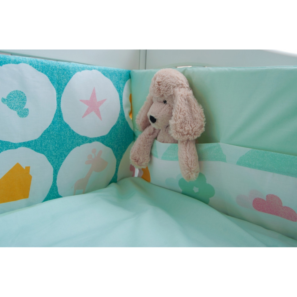 Постільний комплект білизни Animals mint Twins 4091-E-021 Eco Line 6 елементів