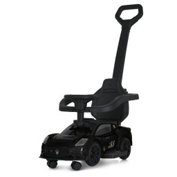 Дитяча каталка-толокар 2 в 1 Bambi M 5106-2 чорний, з батьківською ручкою