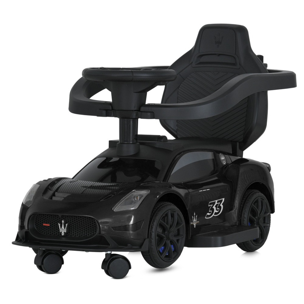 Детская каталка-толокар 2 в 1 Bambi M 5106-2 черный, с родителькой ручкой