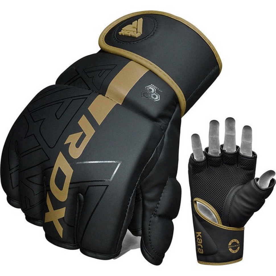 Рукавиці для ММА F6 KARA Matte RDX Inc Limited GGR-F6MGL-M, Golden, M (капа у комплекті)