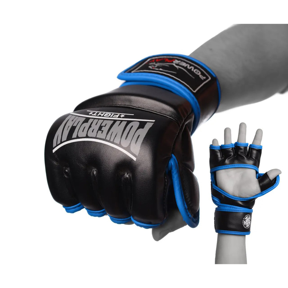 Рукавиці для MMA PowerPlay PP_3058_XL_Black/Blue, Чорно-Сині XL
