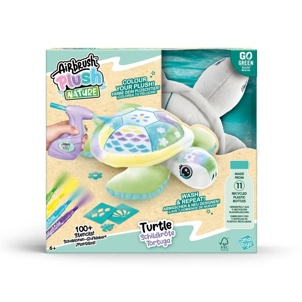 Набор для творчества DIY AIRBRUSH PLUSH NATURE Зеленая Черепаха CanalToys OFG280, 120 трафаретов