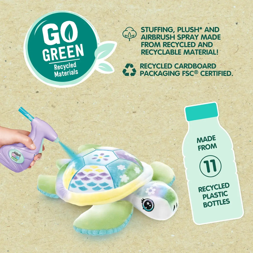 Набор для творчества DIY AIRBRUSH PLUSH NATURE Зеленая Черепаха CanalToys OFG280, 120 трафаретов