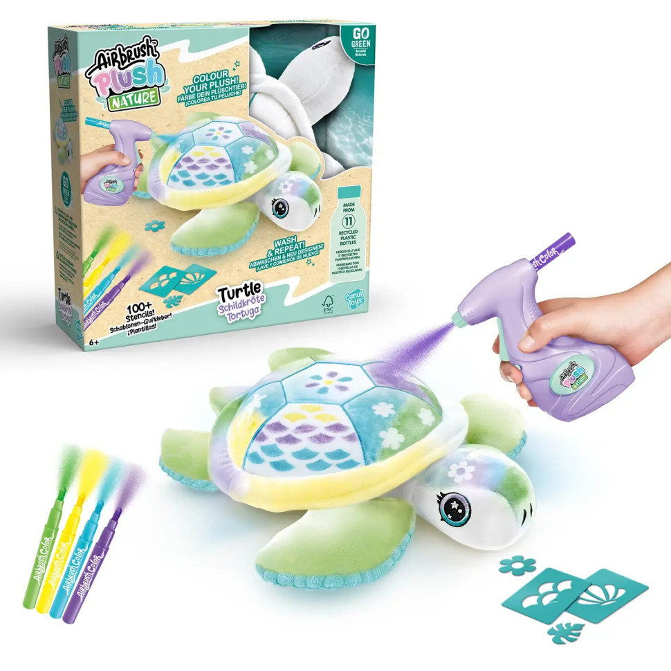 Набор для творчества DIY AIRBRUSH PLUSH NATURE Зеленая Черепаха CanalToys OFG280, 120 трафаретов