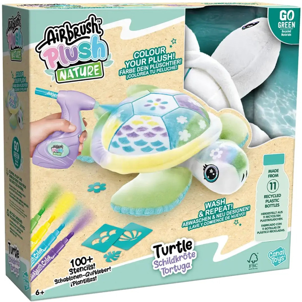Набор для творчества DIY AIRBRUSH PLUSH NATURE Зеленая Черепаха CanalToys OFG280, 120 трафаретов