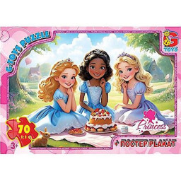 Детский пазл "Принцессы" G-Toys PR04 плакат 70 элементов