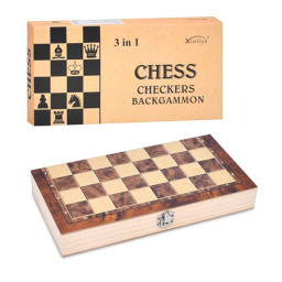 Набор настольных игр "Шахматы, шашки и нарды" 3 в 1 Bambi FG240502032L деревянные   