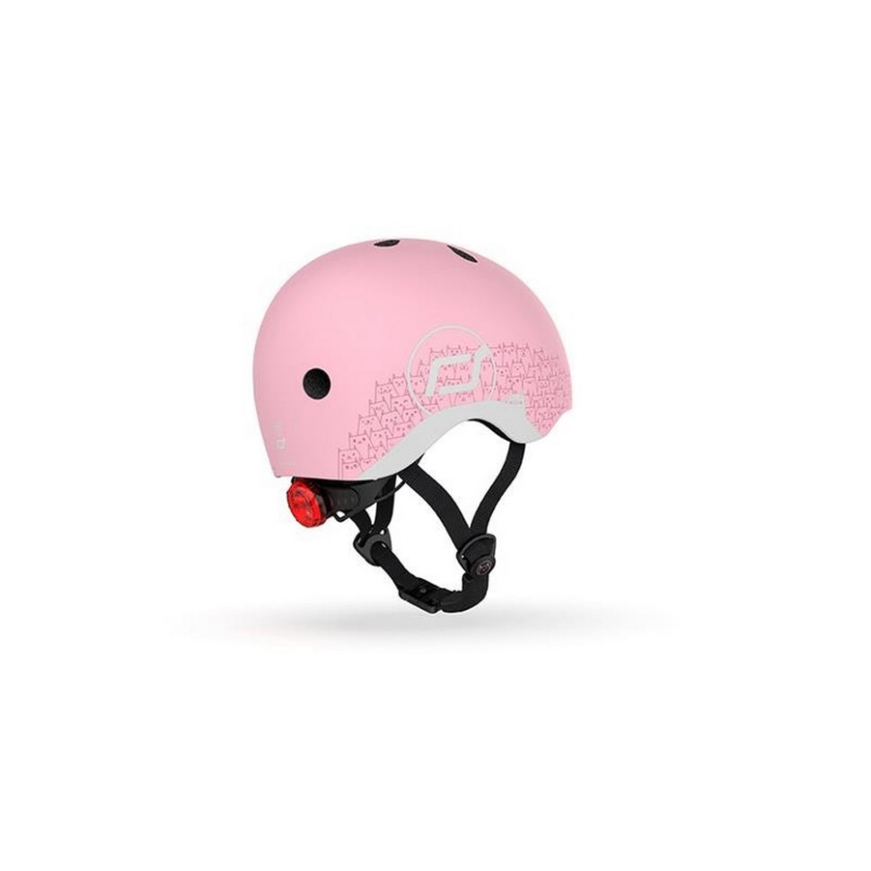 Шлем защитный детский Scoot and Ride SR-210225-ROSE, светоотражающий розовый, с фонариком, 45-51 см
