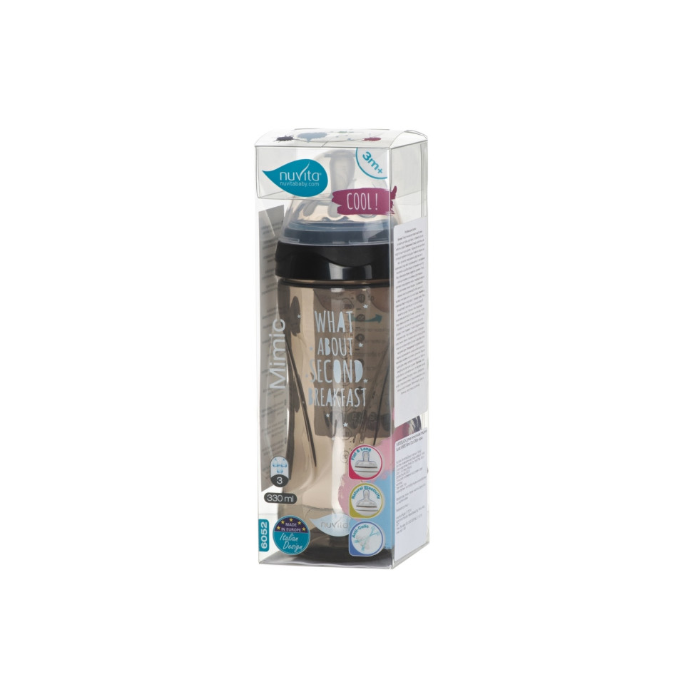 Дитяча пляшечка Nuvita 6052 Mimic Cool 330мл 4+ Антиколікова чорна NV6052BLACK