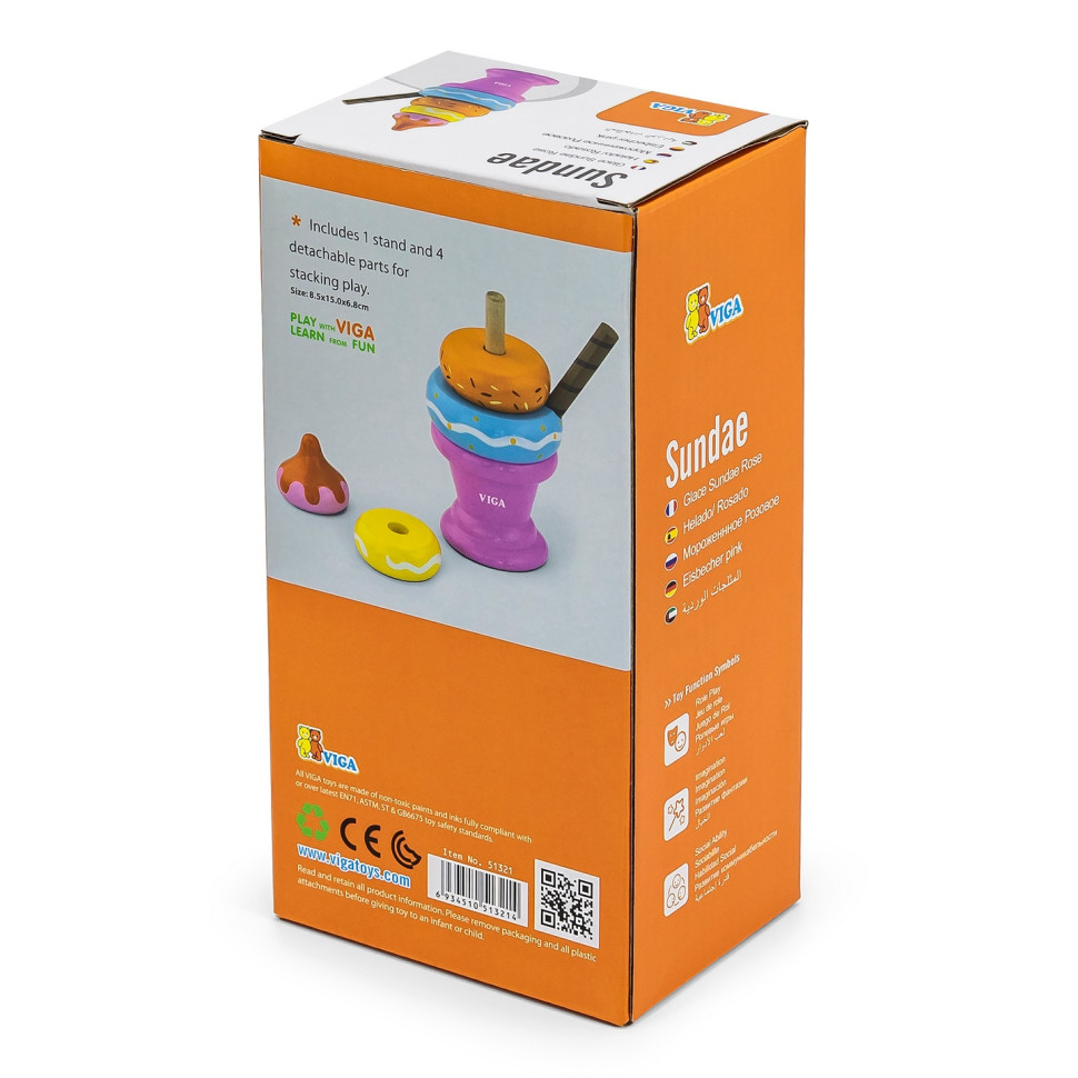 Деревянная пирамидка-мороженое Viga Toys 51321 игрушечные продукты