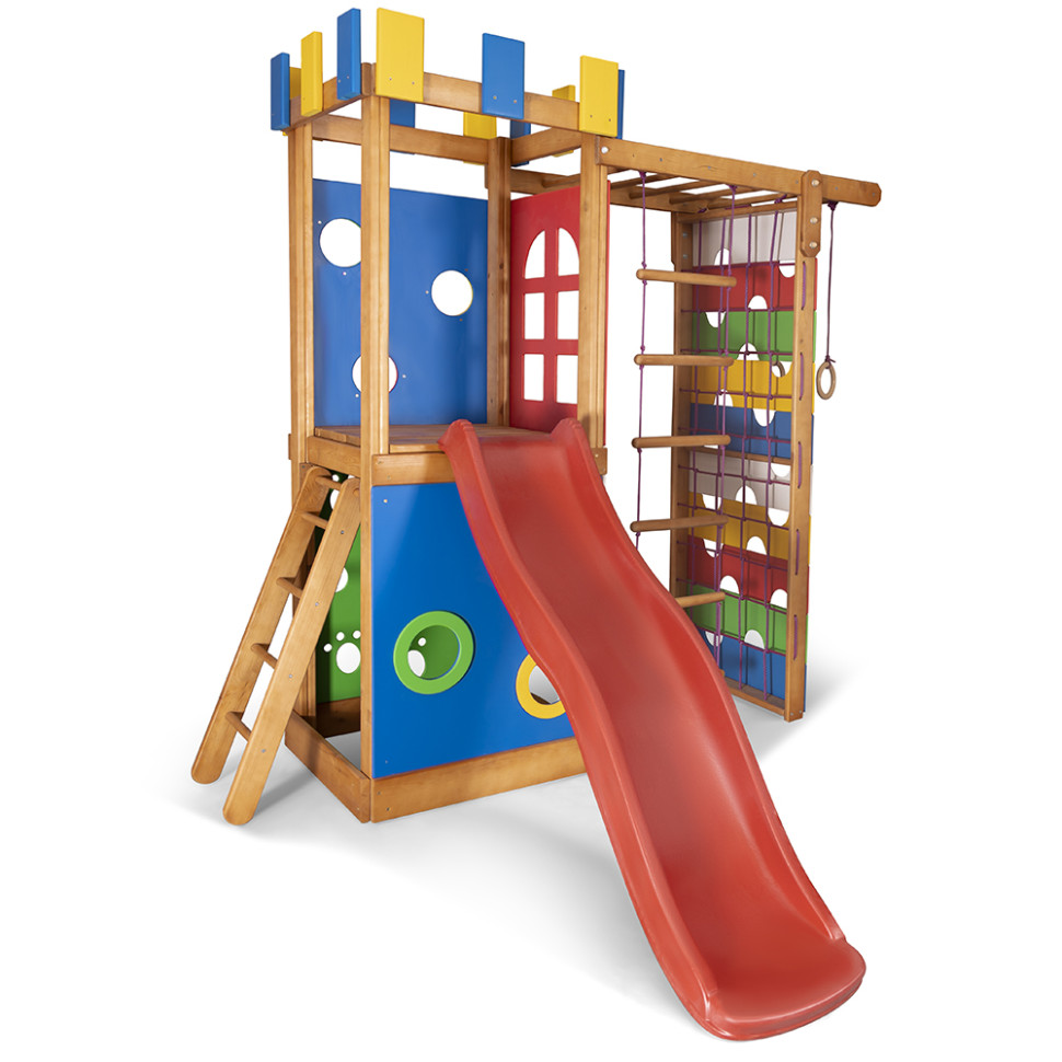 Детский игровой комплекс для дома SportBaby Babyland-16 с кольцами и горкой