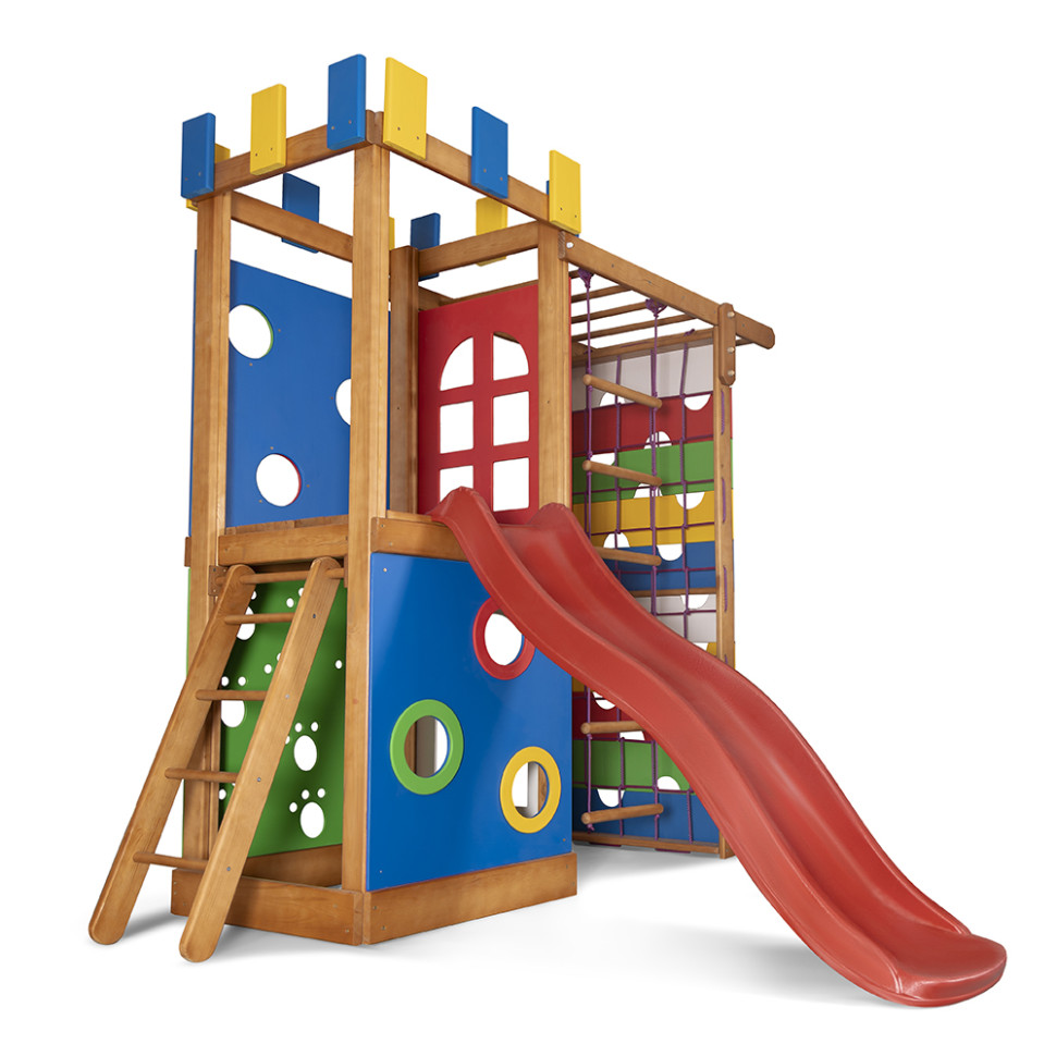 Детский игровой комплекс для дома SportBaby Babyland-16 с кольцами и горкой