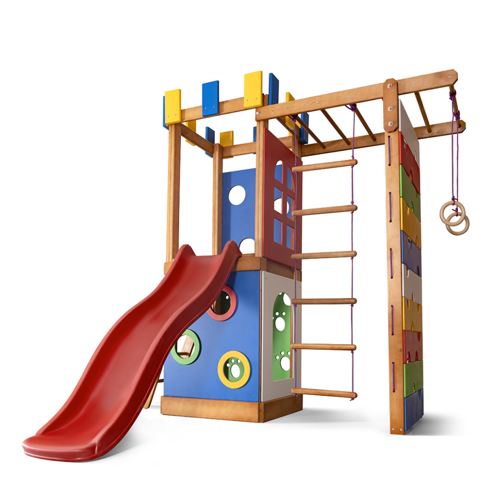 Детский игровой комплекс для дома SportBaby Babyland-16 с кольцами и горкой