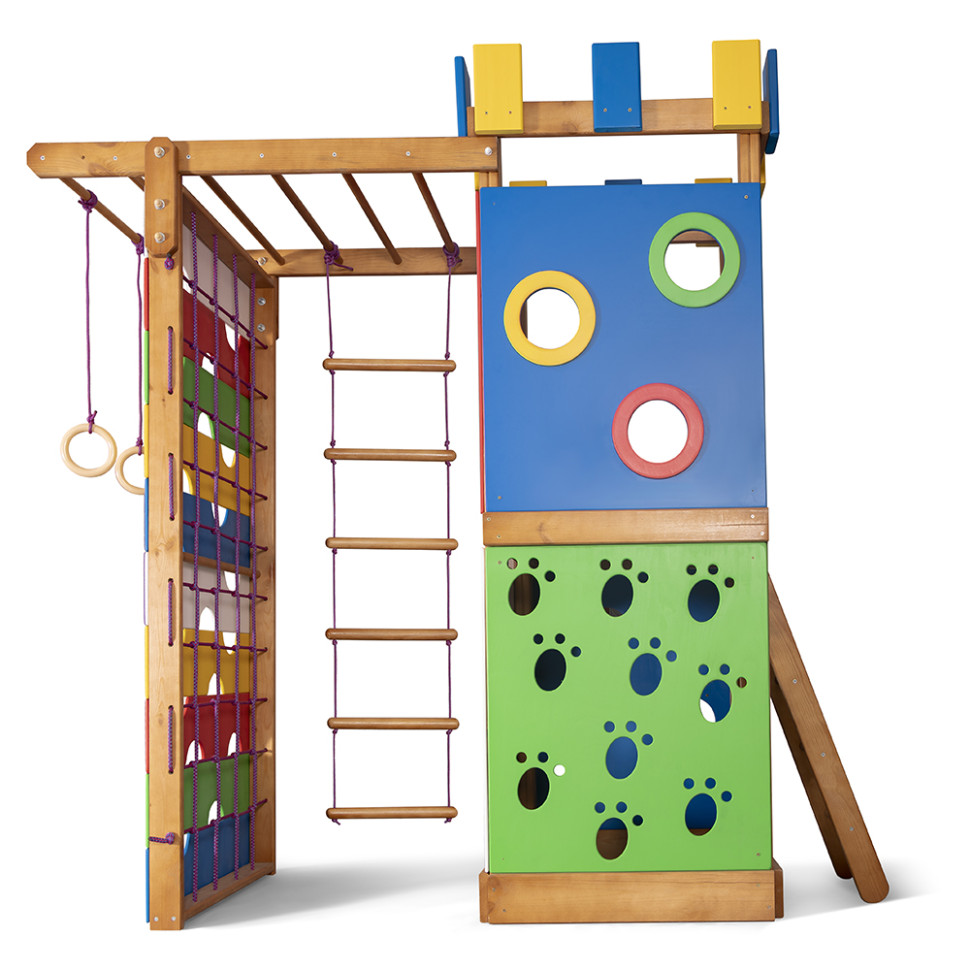 Детский игровой комплекс для дома SportBaby Babyland-16 с кольцами и горкой