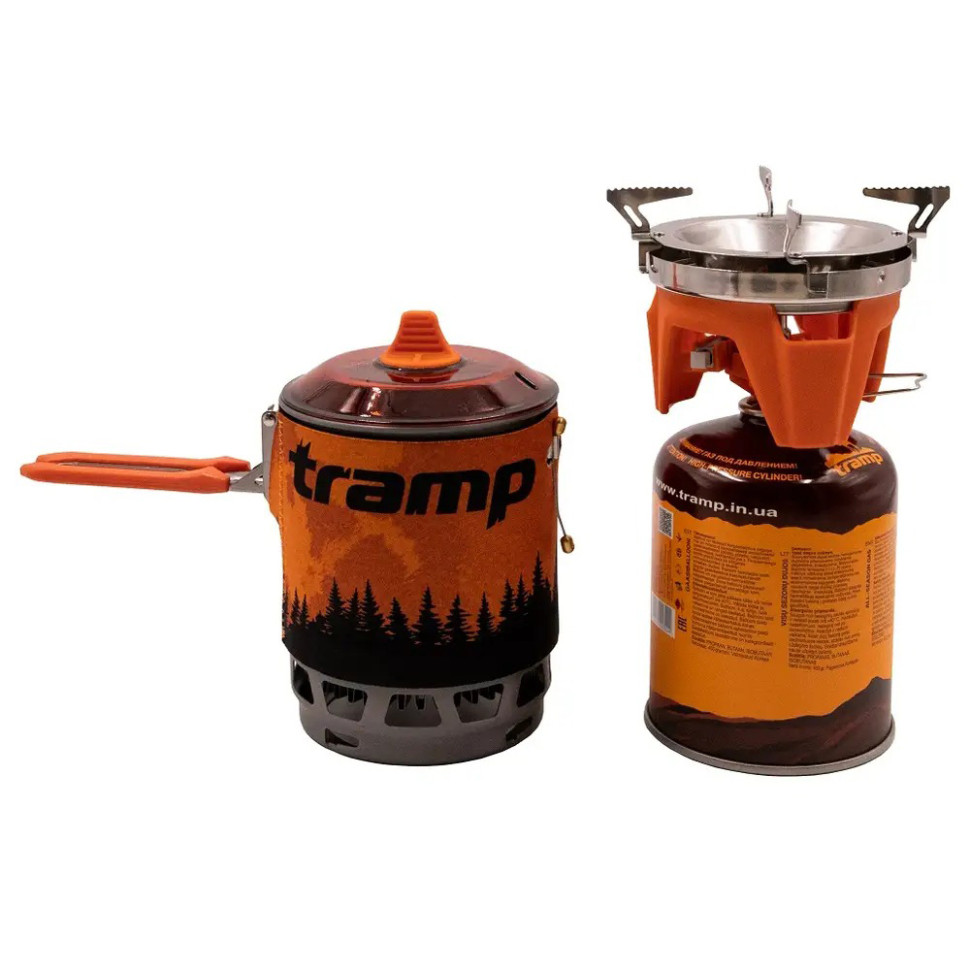Система для приготовления пищи и газовый баллон 230 грамм Tramp UTRG-049-orange+UTRG-003
