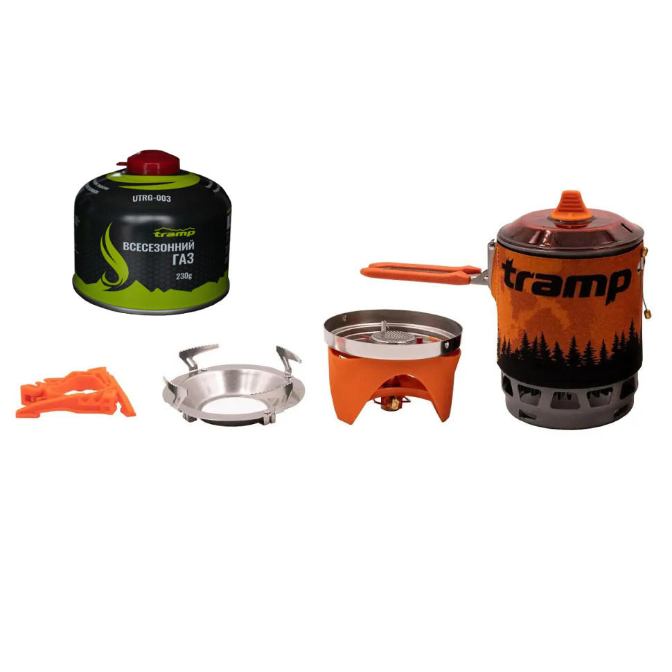 Система для приготовления пищи и газовый баллон 230 грамм Tramp UTRG-049-orange+UTRG-003