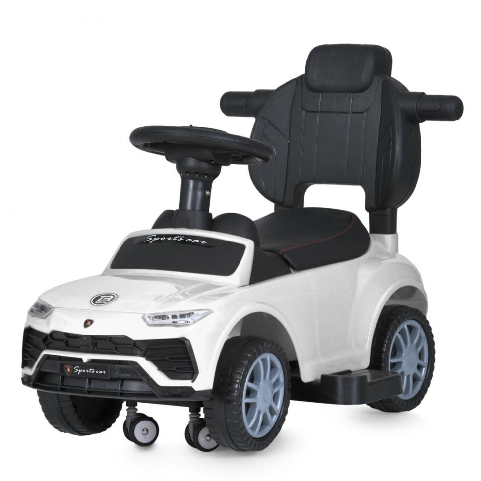 Дитяча каталка-толокар Bambi Racer M 5044L-1 білий, з батьківською ручкою