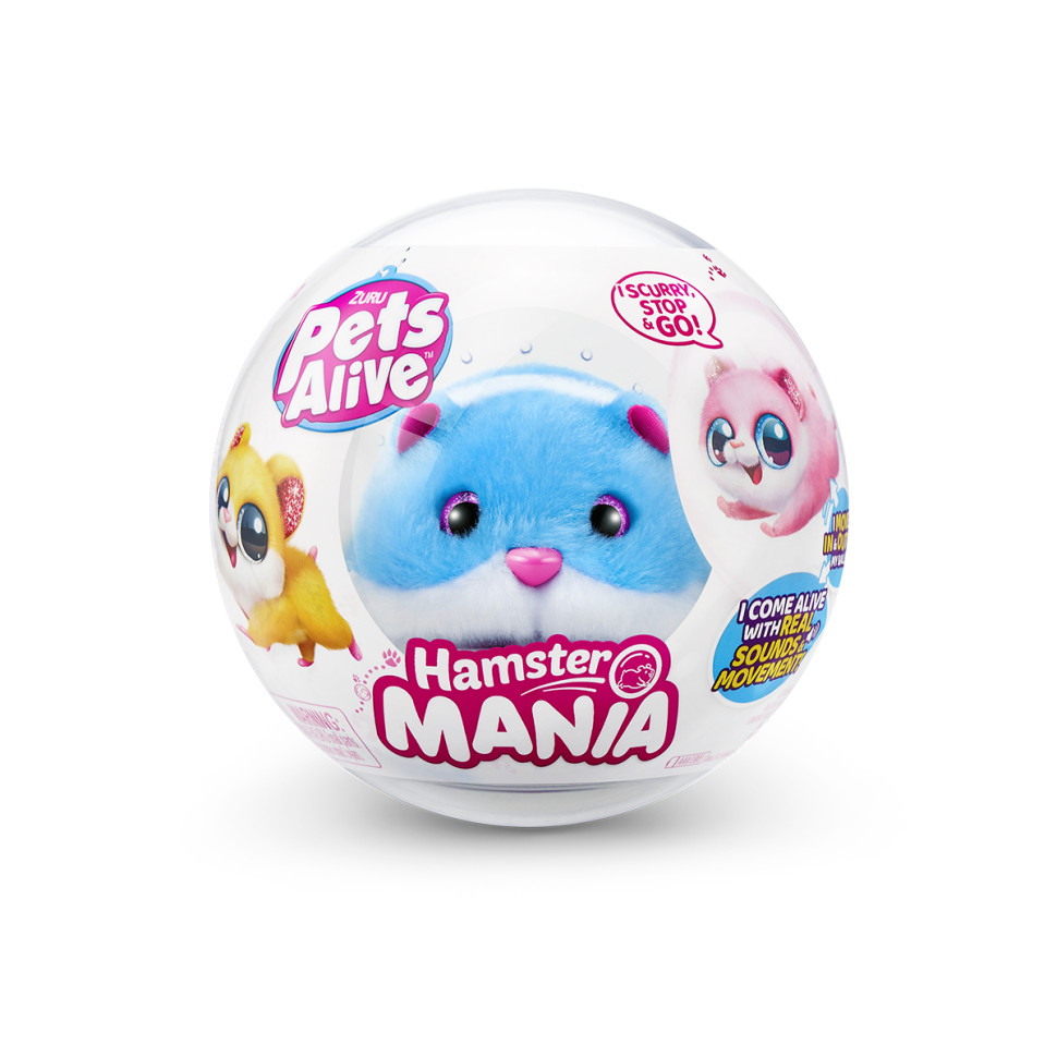 Интерактивная мягкая игрушка Забавный хомячок PETS ALIVE S1 Pets & Robo Alive 9543-1 голубой