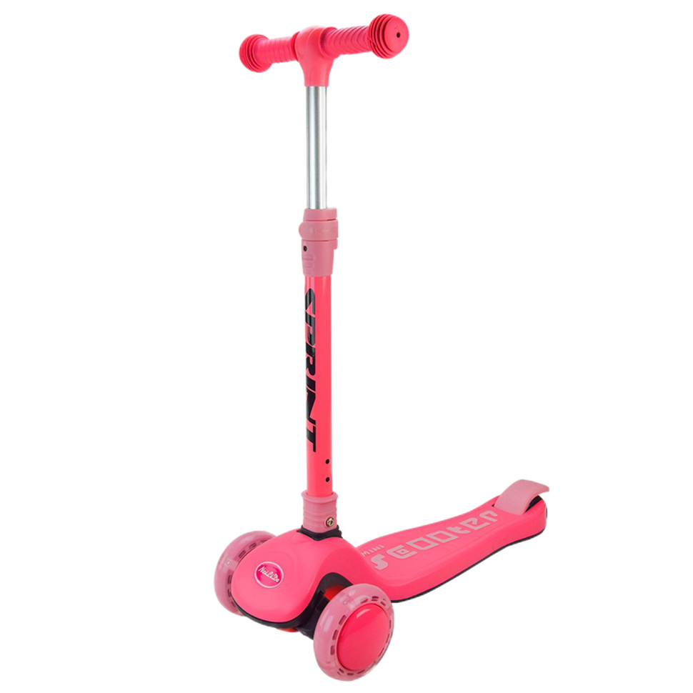 Самокат детский 3-х колесный Scooter Bambi SC2421(Pink) светящиеся колеса, розовый