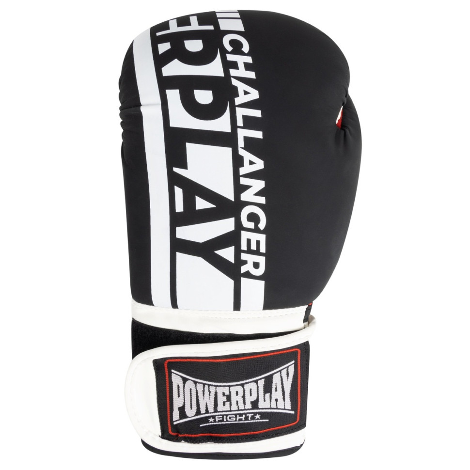 Боксерские перчатки 3086 Matt Challenger PowerPlay PP_3086_14oz_Bl/White, Черно-Белые 14 унций