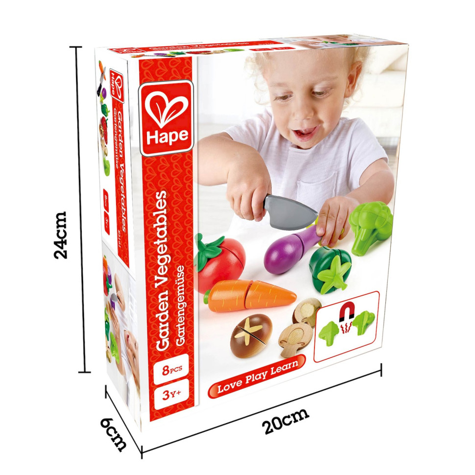 Игрушечные продукты Овощи Hape E3161, 7 овощей и ножик