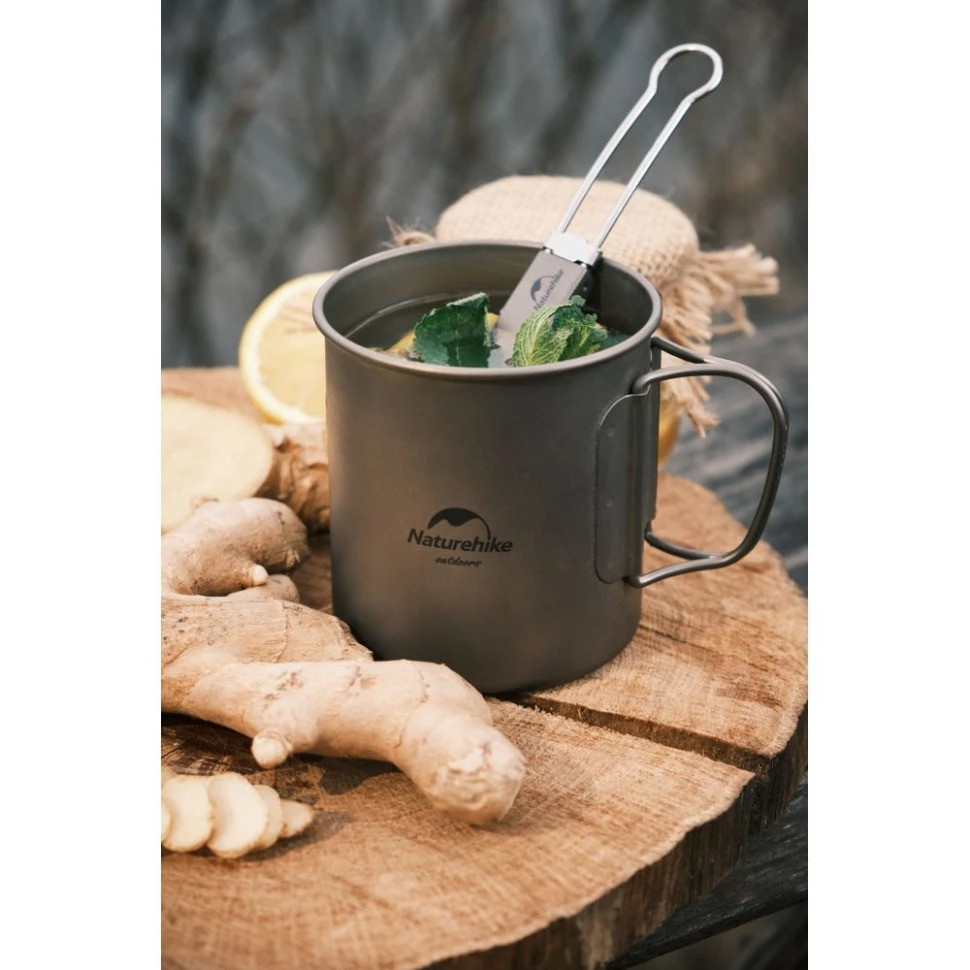 Ложка складана з титану Naturehike Titanium NH19C001-J 6927595734773 з мішечком, сірий