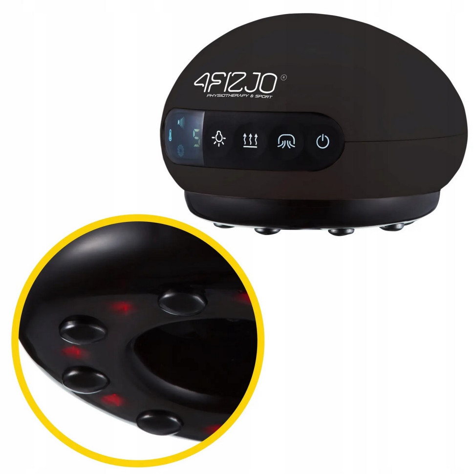 Массажная вакуумная банка 4FIZJO 4FJ0517 Black, аккумуляторная с ИК прогревом