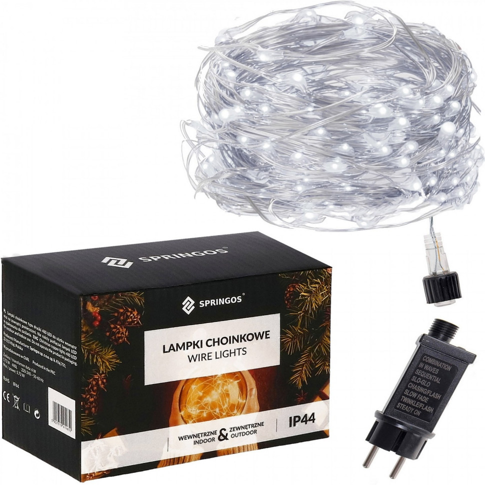 Гирлянда водопад (штора) Springos CL0098, 2 x 2 м 400 LED, Cold White