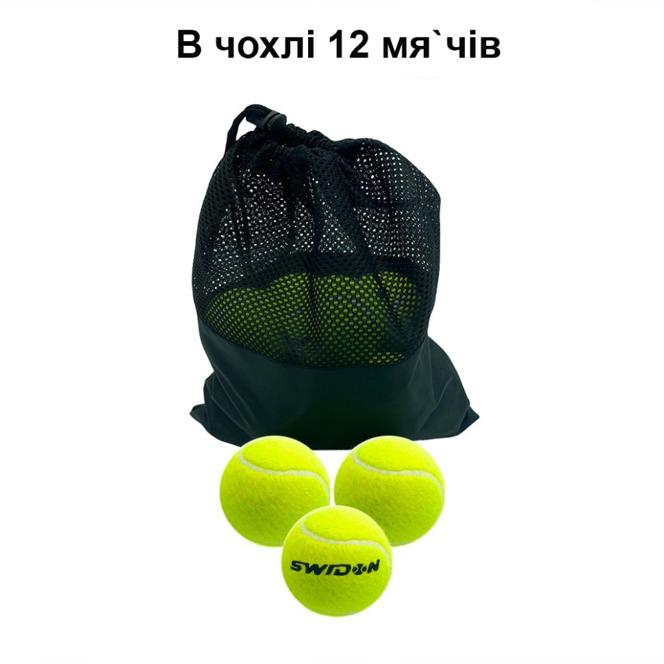 Набор мячей для большого тенниса SWDN Tennis Ball Newt NE-TT-12 в чехле 12 штук