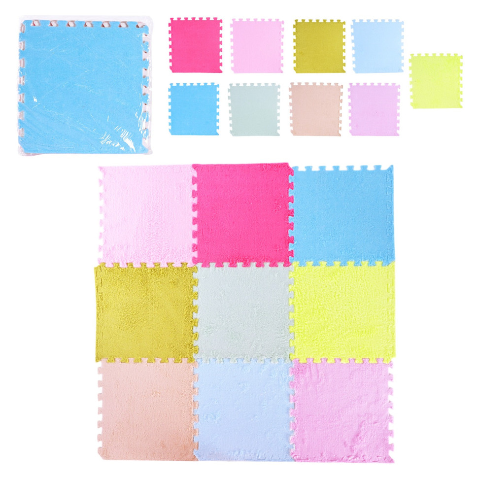 Дитячий килимок-пазл Bambi K9703 плюшевий 30x30x0,6 см 9 деталей