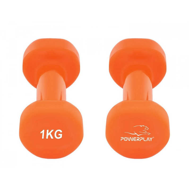 Гантели виниловые PowerPlay PP_4103_2*1kg 2 по 1 кг, Оранжевые