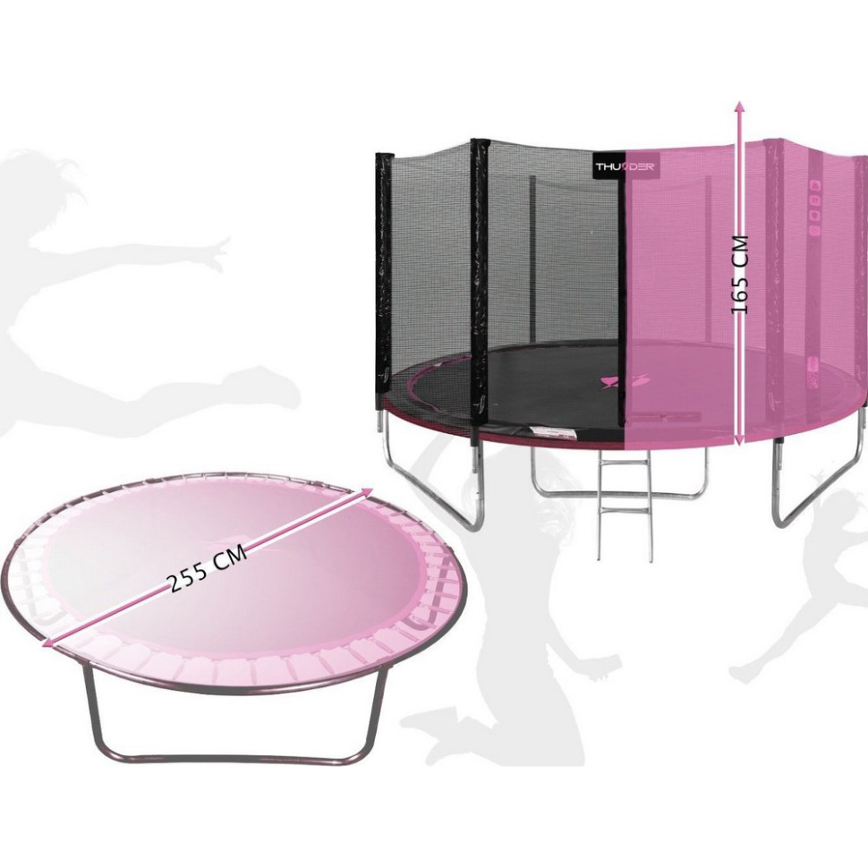 Батут із внутрішньою сіткою Outside PRO Thunder OUTSIDE-PRO-8FT-PINK 244 см, чорно-рожевий