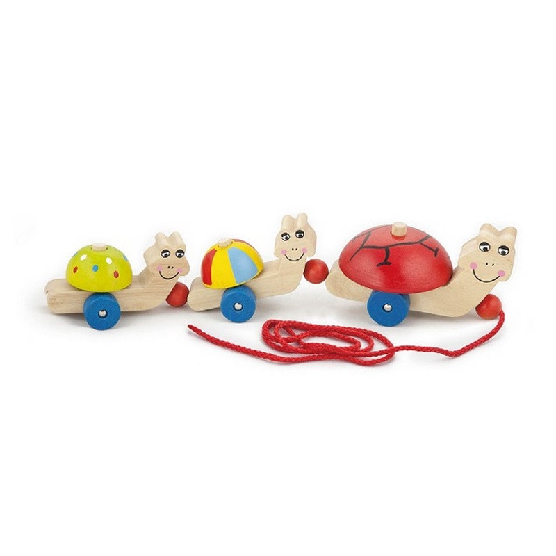 Дерев'яна каталка Черепашки Viga Toys 59949 зі шнурком
