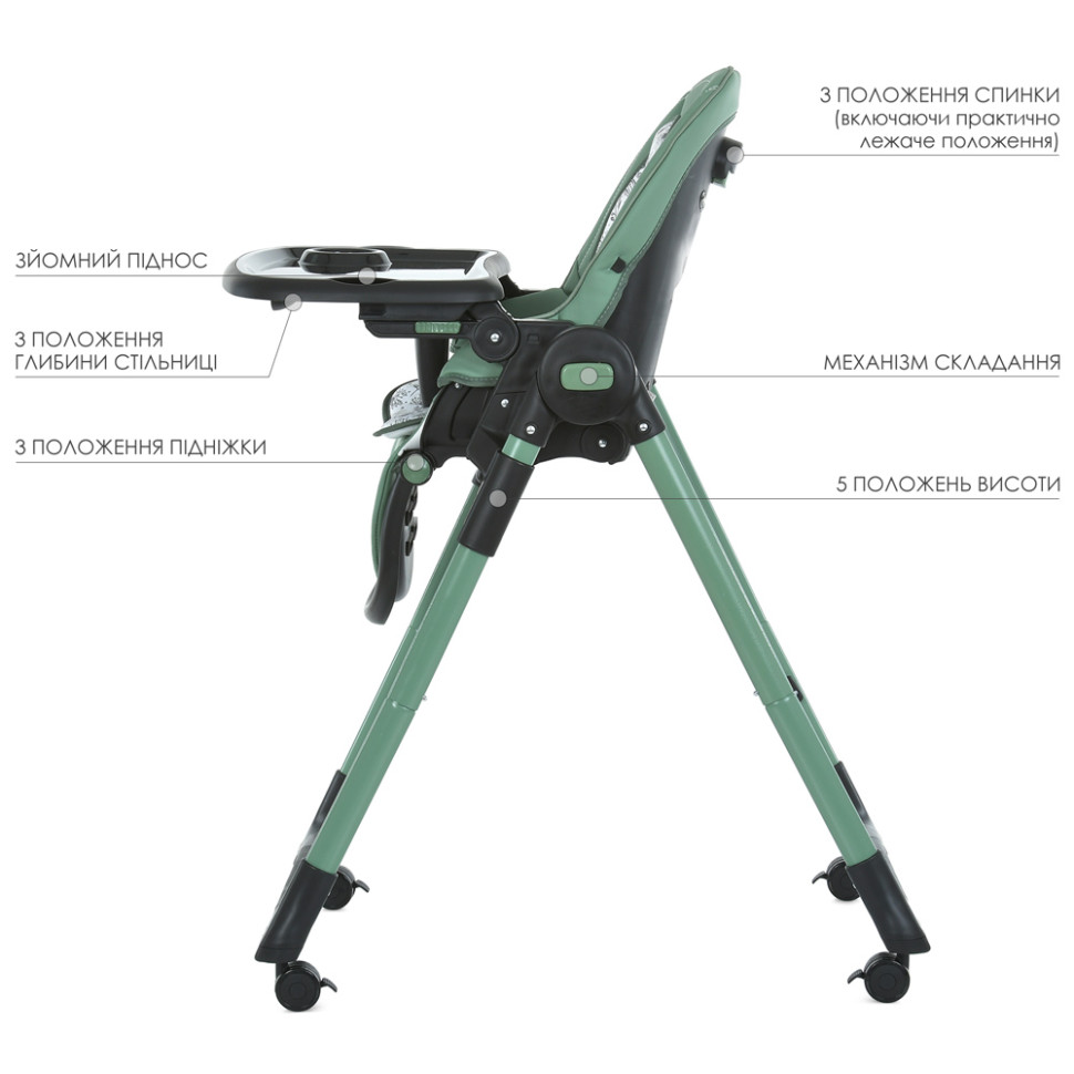 Стілець для годування EL CAMINO ME 1037-B CRYSTAL Green до 15 кг